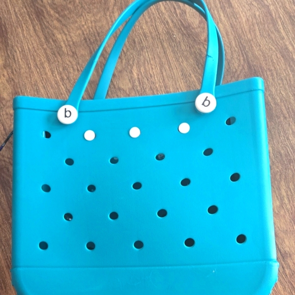 Rubber EVA turquoise medium tote - Picture 1 of 4